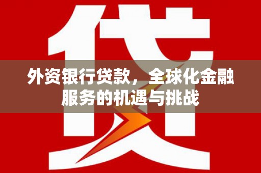 湘潭外资银行贷款，全球化金融服务的机遇与挑战
